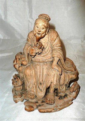 Lot 310 - Bamboo carved figure of a sage