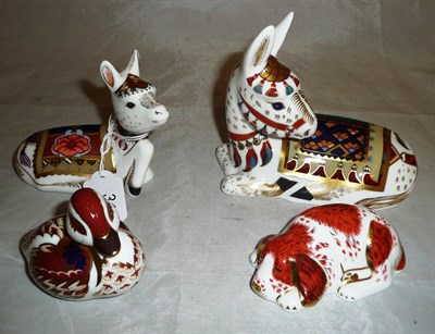 Lot 314 - Four Royal Crown Derby animal paper weights with gold back stoppers