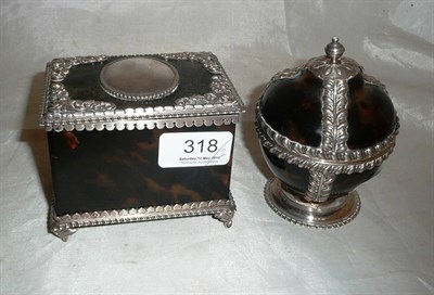 Lot 318 - Two tortoiseshell boxes with silver mounts