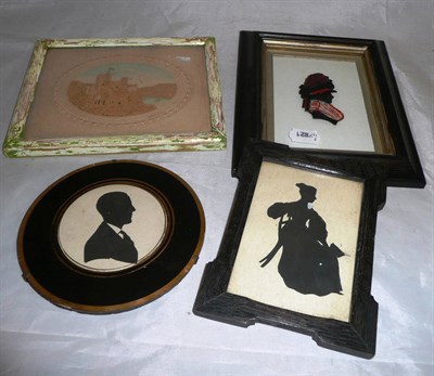 Lot 342 - Three silhouettes and a cork picture