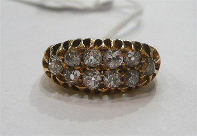 Lot 355 - An 18ct gold diamond two row ring, Chester, 1898, total diamond weight 1.00 carat approximately