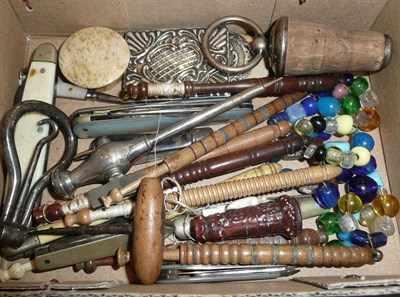 Lot 372 - A collection of pen knives, champagne tap etc