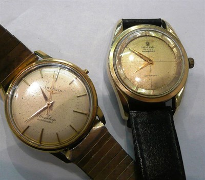 Lot 378 - A gent's 18ct gold Longines Flagship and a gentleman's Universal wristwatch (2)