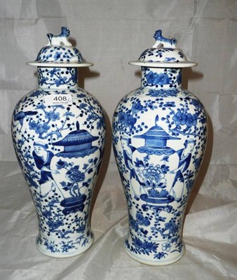 Lot 408 - Pair of 19th century vases and covers