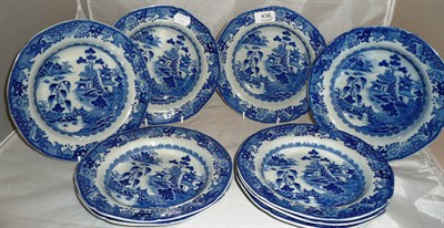 Lot 438 - Nine blue and white willow pattern bowls