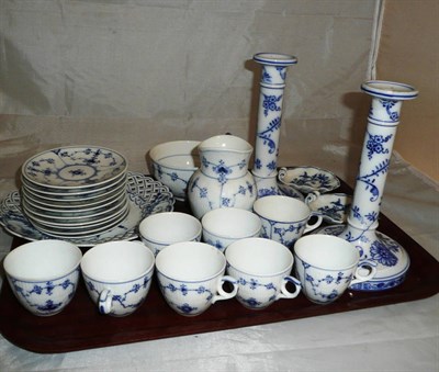 Lot 439 - A tray of Copenhagen tea china, a pair of Villeroy & Boch candlesticks (a.f.) and Meissen...