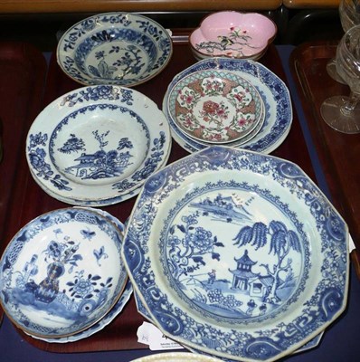 Lot 445 - A tray of 18th century and later Chinese ceramics, including a pair of 20th century Chinese...