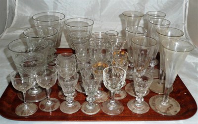 Lot 446 - A tray of assorted 19th century drinking glasses