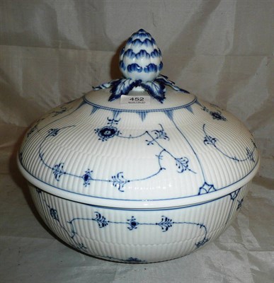 Lot 452 - A large Royal Copenhagen blue fluted pattern punch bowl and cover, inscribed under the lid...