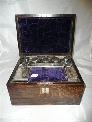 Lot 453 - A Coromandel vanity box with fitted interior and silver plated fittings