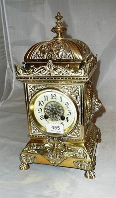 Lot 455 - A late 19th/early 20th century brass mantel clock