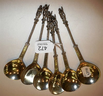 Lot 472 - Six Dutch spoons, late 19th century, circa 1900