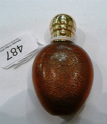 Lot 487 - A Victorian 15ct gold mounted scent bottle, Thomas Johnson, London 1881, the ovoid body of...