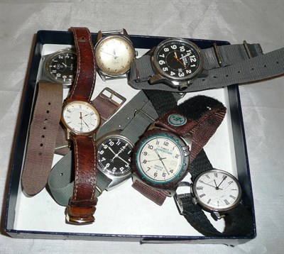 Lot 490 - A CWC military wristwatch, another, and six assorted wristwatches (8)