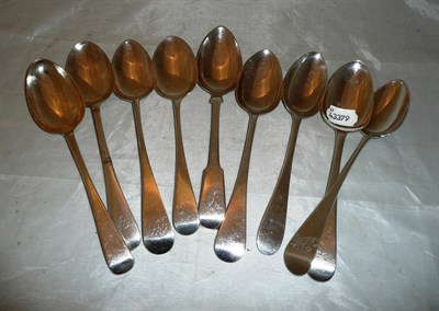 Lot 493 - Eight silver tablespoons and one plate tablespoon (9)