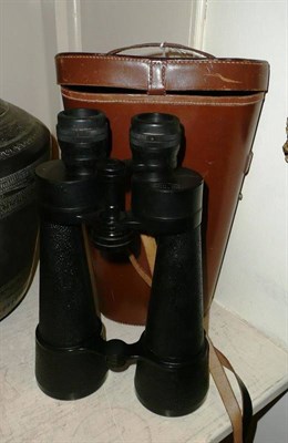 Lot 496 - A large pair of Barr and Stroud 15x binoculars, in stitched leather case (a.f.)