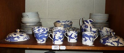 Lot 497 - A Spode blue and white tea set and a 19th century blue and gilt decorated tea set