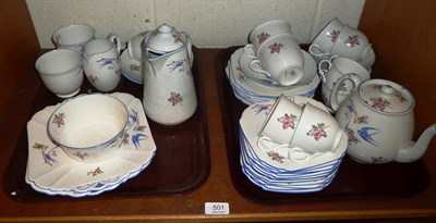 Lot 501 - A Shelley 'Blue Bird' part tea service