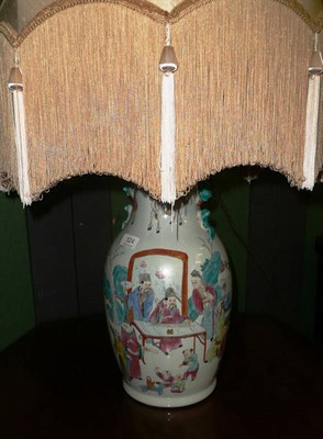 Lot 524 - A Chinese polychrome decorated table lamp