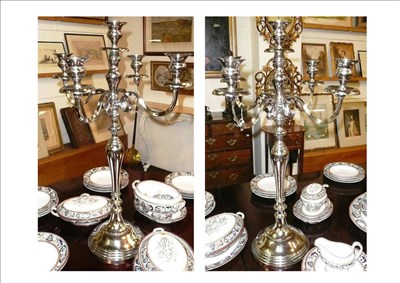 Lot 537 - Pair of large four branch candelabra