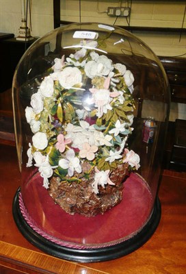 Lot 548 - Victorian woollen floral display under glass dome