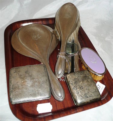 Lot 567 - Silver dressing table pieces and cigarette cases