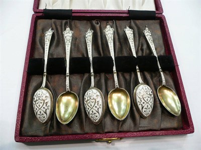 Lot 583 - Six silver and enamel spoons