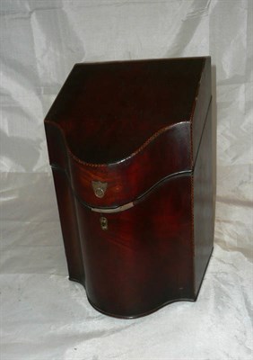 Lot 600 - Georgian mahogany inlaid cutlery box with fitted interior