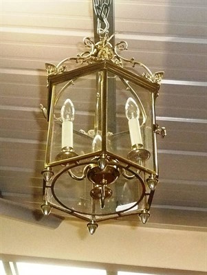 Lot 611 - Early 20th century brass hall lantern