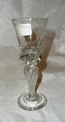 Lot 622 - A "Silesian" wine glass, with hollow stem, circa 1750