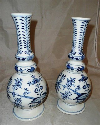 Lot 635 - Pair of Meissen blue and white bulbous vases (seconds)