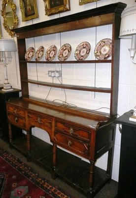 Lot 645 - Oak pot board dresser and rack