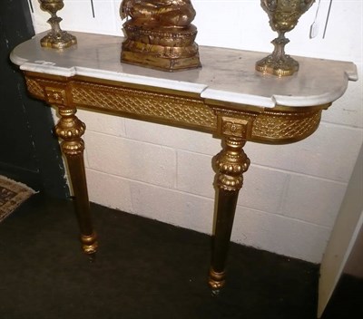 Lot 648 - Giltwood two leg console table with marble top