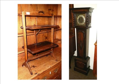 Lot 660 - Oak Granddaughter clock and oak fire screen