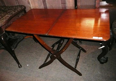 Lot 675 - Folding mahogany coaching table