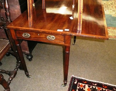 Lot 704 - Late Regency mahogany and satinwood banded Pembroke table