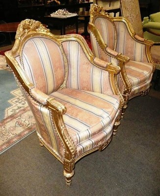 Lot 749 - Pair of gilt armchairs