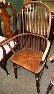 Lot 756 - 19th century high back Windsor arm chair