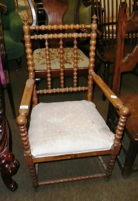 Lot 760 - A bobbin turned fruitwood armchair