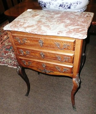 Lot 797 - Marble top three drawer chest