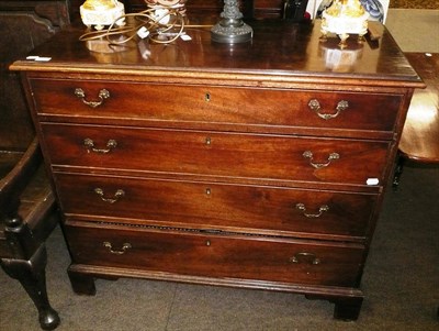 Lot 839 - George III mahogany chest of four long drawers