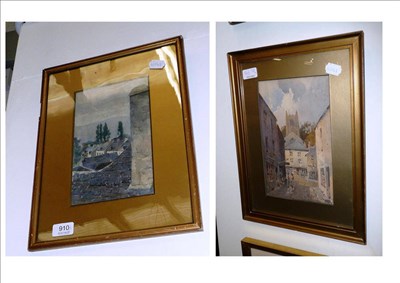 Lot 910 - A Tucker 'Fowey, Cornwall', watercolour and another (2)