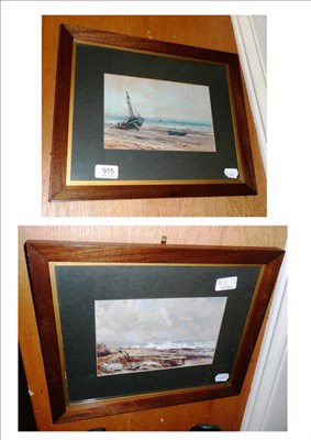 Lot 915 - Pair watercolours by J.Laurence Hart, one of "Flamborough Head from Filey Sands - Morning...