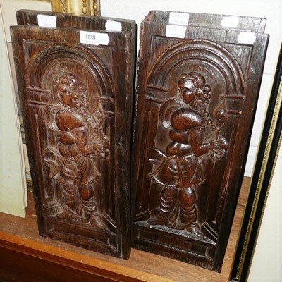 Lot 938 - Set of four carved oak panels