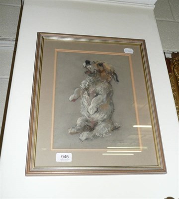 Lot 945 - M F Chadburn, terrier begging, pastel