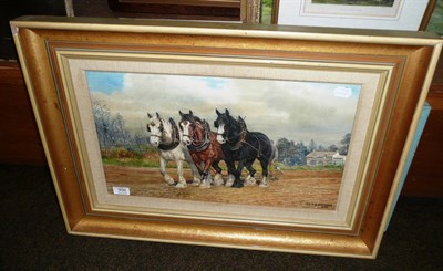 Lot 956 - D M & E M Alderson, three shire horses, watercolour