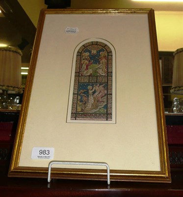 Lot 983 - A stained glass window design in watercolour by Frederick Preedy, (1820 - 1898) for "St...