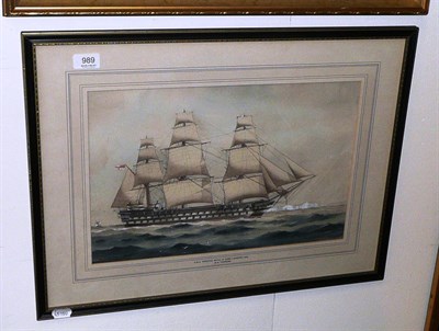 Lot 989 - W H Thomson, watercolour, HMS Princess Royal, 91 guns, launched 1853