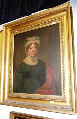 Lot 994 - Large gilt framed oil on canvas, portrait of a lady