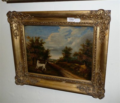 Lot 1002 - 19th century School, oil of a hound and hare